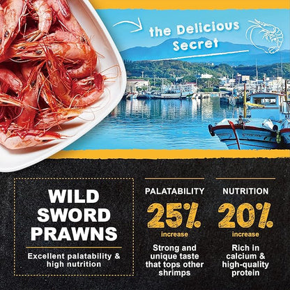 Ultra Fresh Marine Fish Food, 75% Sword Prawns + Squids, Natural Protein, Color Enhancement, for Large Saltwater Fish, Marine Shrimp Patties L 2.12oz