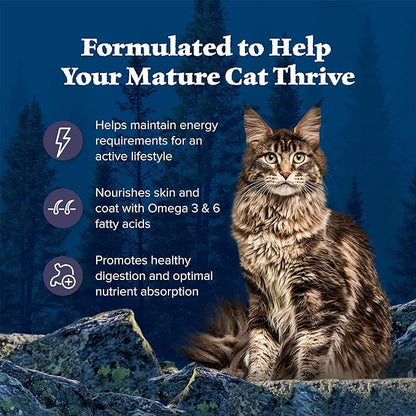 Blue Buffalo Wilderness Natural Mature Dry Cat Food for Cats 7+ Years, High-Protein and Grain-Free Diet, Supports Immune System Health and Energy to Stay Active, Chicken, 5-lb. Bag