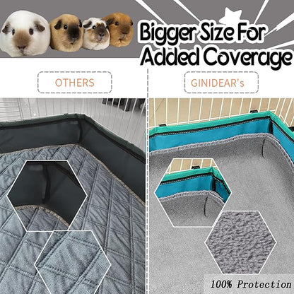 Guinea Pig Cage Liner, 2 Pack - Washable, Reusable, Leakproof Fleece Bedding Pads for Small Animals with Anti-Slip Bottom - for C&C 2X3 Area, Gray