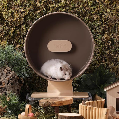 Quiet Hamster Wheel 10.2 Inch Dual-Bearings Silent Small Animals Running Exercise Wheel Height Adjustable for Syrian Hamsters, Gerbils, Rats, or Other Small Pets, Nut Brown