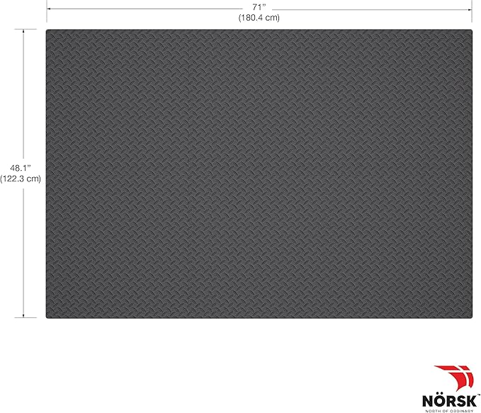 Norsk Foam Floor Gym Mats with Interlocking Tiles, .47" Thick, 24"x24",6-Pack, 24 Square Feet, Diamond Plate Design, Grey