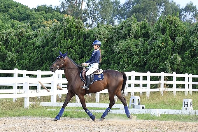 T TEKE Close Contact Saddle Pads,100% Cotton English Saddle Pads for Horses with Moisture-Wicking and Breathable Lining