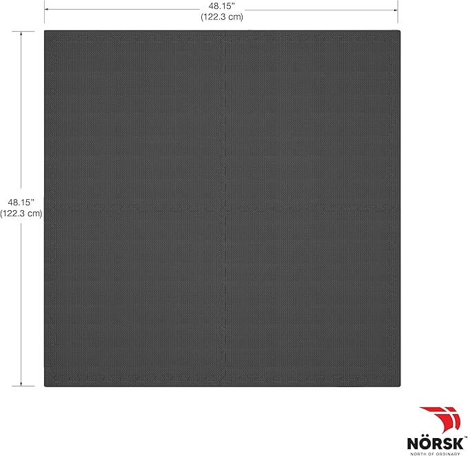 Norsk Multi-Purpose Reversible Floor Mats - EVA Interlocking Foam Tiles (Gray/Black 20 Tiles - 80 sq. Ft. 1/2" Thick)
