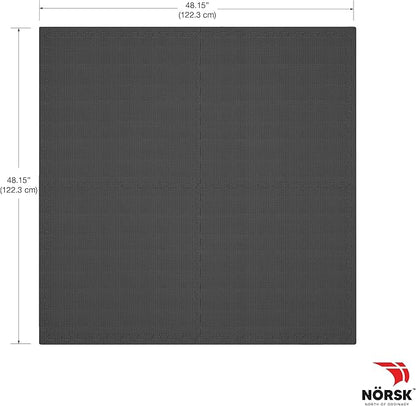 Norsk Multi-Purpose Reversible Floor Mats - EVA Interlocking Foam Tiles (Gray/Black 20 Tiles - 80 sq. Ft. 1/2" Thick)
