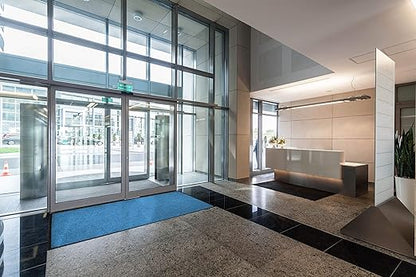 WaterHog Diamond | Commercial-Grade Entrance Mat with Rubber Border – Indoor/Outdoor, Quick Drying, Stain Resistant Door Mat (Bluestone, 4' x 10')
