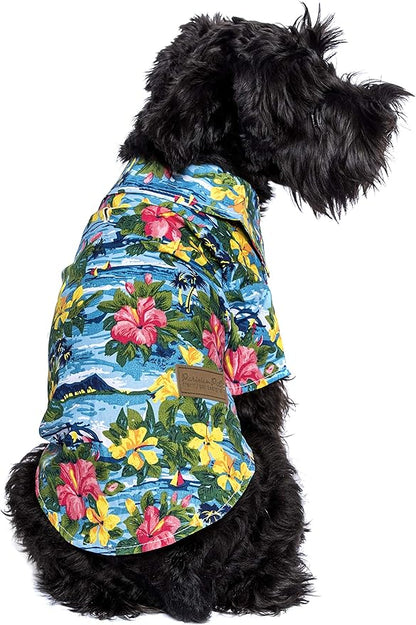 Parisian Pet Hawaiian Dog Shirt - Cotton Summer Clothes - Stylish Beach Outfit - Hook and Loop Closure - Machine Washable for Large Dogs
