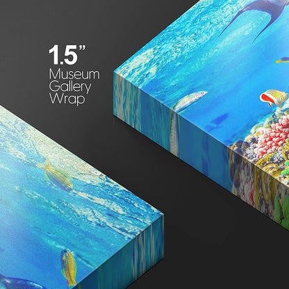 wall26 Canvas Print Wall Art Sunlight Ocean Sea Coral Reef Anemone Fish Nature Animals Photography Realism Rustic Scenic Landscape Wilderness Earth for Living Room, Bedroom, Office - 32"x48"