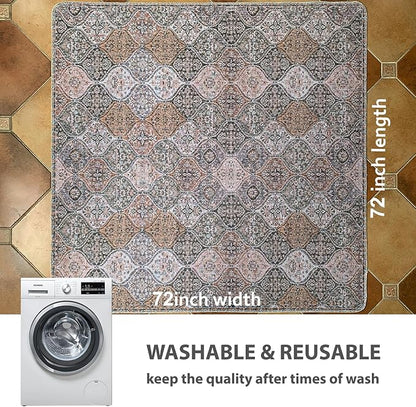 nunubaby Washable Pee Pads for Dogs, Stylish, Non-Slip and Leak-Proof Pee Pads. Reusable Potty Pads for Dogs for Crates and Floors.(Brown/Multi, 72" x72")