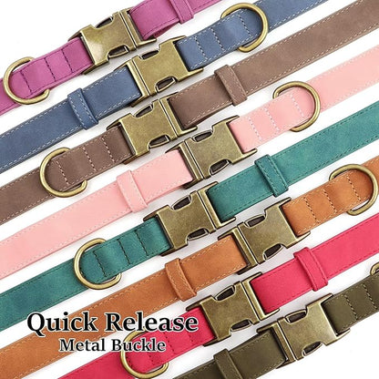 Didog Soft PU Leather Dog Collar, Stylish Quick Released Dog Collar for Large Dogs, Easy Clean Adjustable Pet Collar for Daily Walking, Brown, XL Fit 17-27" Neck
