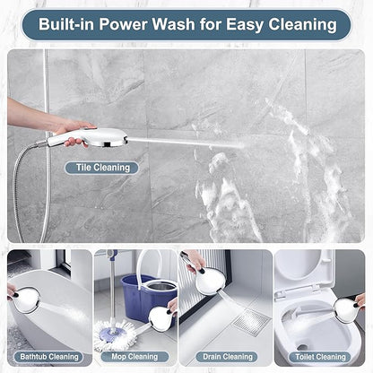 BRIGHT SHOWERS High Pressure Shower Head with Handheld, 9 Spray Settings Showerhead Built in Power Wash to Clean Tub and Pets, Extra Long 69" Hose, Adjustable Bracket, Chrome