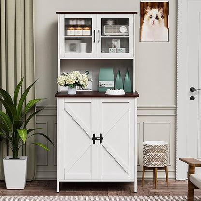 PAKASEPT Cat Litter Box Enclosure Furniture for Self-Cleaning Cat Litter Box with Shelves and Doors