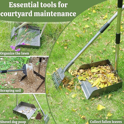T2Y Pooper Scooper, Extra Long Handle Dog Pooper Scooper, Adjustable Stainless Steel Rake & Spade & Extra Large Tray, Durable Poop Scoopers for Yard, Lawn, Snowfield, Suitable for Multi-Dog Family