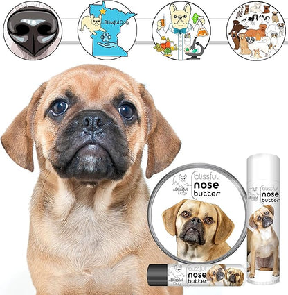 The Blissful Dog Puggle Unscented Nose Butter - Dog Nose Butter, 8 Ounce