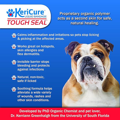 Tough Seal Pet Liquid Bandage Spray for Dogs & Cats - 2oz Calming Wound Care Protection, Protects Cuts and Scratches - Safe if Licked, String-Free Dog Wound Spray