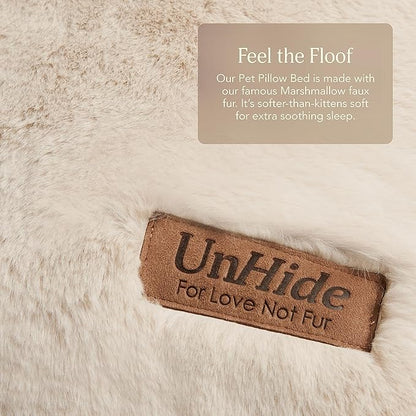 UnHide Floof Pet Pillow - Extra Soft Dog Bed Pillow- Removable Faux Fur Cover - Machine Washable - Helps Ease Pet Anxiety & Provides The Perfect Sleep, 36 x 42 x 5, Large - Beige