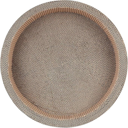 Cat Scratcher Post & Board, Round Cat Scratching Lounge Bed, Durable Pad Prevents Furniture Damage, 17.32'' x 17.32''x 6.11'', Black