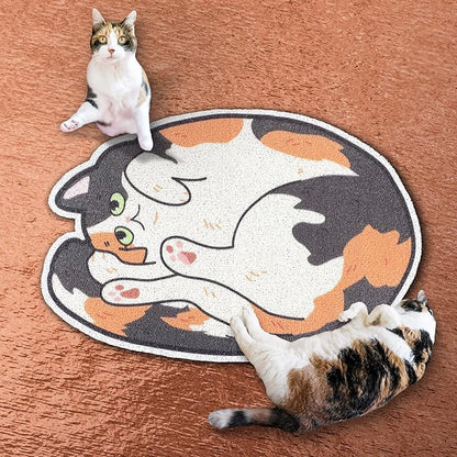 Lukamoo® Cute Cat Litter Mat (30’’x20’’), Large/L, for Kitty Litter & Cute Cat Litter Box, Litter Trapping Mat (Calico)