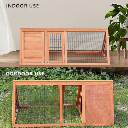 Chick Coop,Outdoor Portable Chicken Run Cage Wooden Triangle Quail Coop with Ventilating Wire Poultry Hutch for Small Animals (Natural Wood)