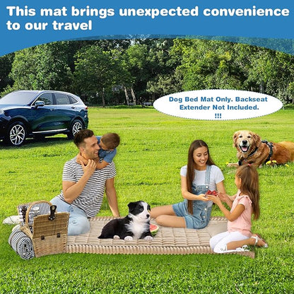 VClife Dog Bed Mat for Car, Anti Slip Pet Bed Travel Pad Comfortable Furry Dog Car Seat Cover for Backseat Extender, Washable Pet Cushion Bed Mat for Indoors & Outdoors (Brown, 51"×23.6")