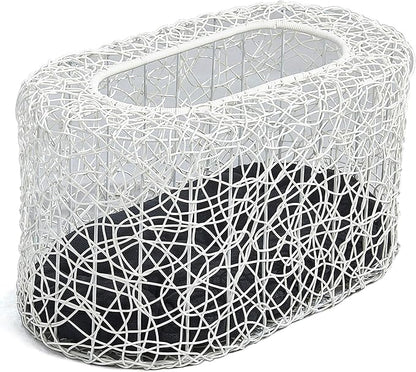 D+GARDEN Fun Stackable White Cat Condo for Indoor Cats - Interactive Play Rattan Modern Cat House for Indoor Cats Kitty, Pet Friendly Top/Side House Entry, Cat Bed Enclosed