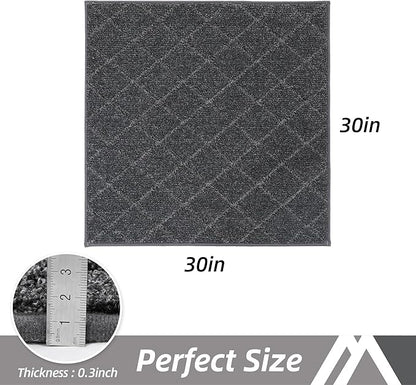 COSY HOMEER Edging Stair Treads Non-Slip Corner Indoor Stair Runners for Wooden Steps,Landing Slip Resistant Stair Rugs Mat for Kids and Dogs,100% Polyester TPE Backing,Black,30x30 inch