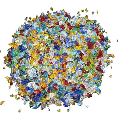 TWINKLING High Luster Crushed Glass, Broken Glass Chips for Fire Pit DIY Resin Art Epoxy Crafts, Nail Art, Geode Painting, 6-9mm(370g/13oz.) (Mixed Color)