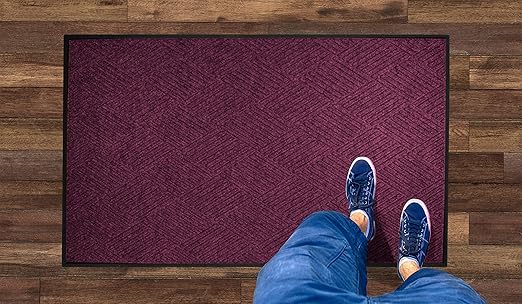 WaterHog Diamond | Commercial-Grade Entrance Mat with Rubber Border – Indoor/Outdoor, Quick Drying, Stain Resistant Door Mat (Bordeaux, 6' x 12')
