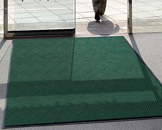 WaterHog Diamond | Commercial-Grade Entrance Mat with Rubber Border – Indoor/Outdoor, Quick Drying, Stain Resistant Door Mat (Evergreen, 4' x 10')