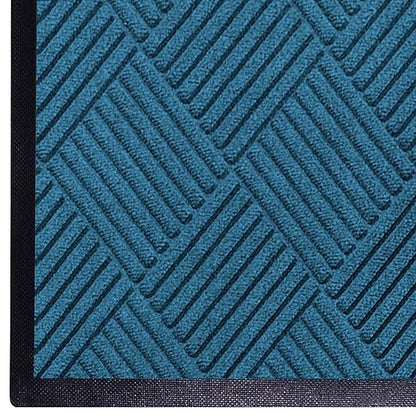 WaterHog Diamond | Commercial-Grade Entrance Mat with Rubber Border – Indoor/Outdoor, Quick Drying, Stain Resistant Door Mat (Medium Blue, 3' x 8')