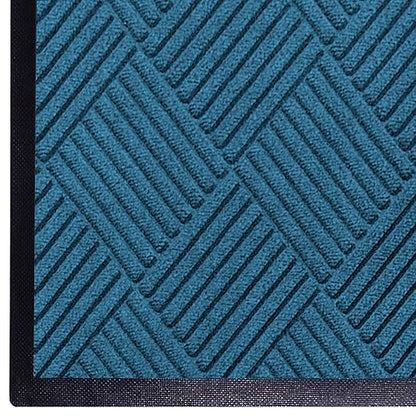 WaterHog Diamond | Commercial-Grade Entrance Mat with Rubber Border – Indoor/Outdoor, Quick Drying, Stain Resistant Door Mat (Medium Blue, 6' x 12')