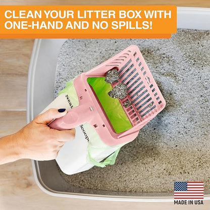 Neater Pet Brands Neater Scooper Standard Cat Litter Scoop, 60 Refill Bags – Mess-Free Cat Litter Scooper with Bag, Spill-Proof Kitty Box Sifter, Bin Doubles as Scoop Holder, For Single-Cat Households