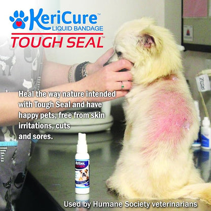 Tough Seal Pet Liquid Bandage Spray for Dogs & Cats - 2oz Calming Wound Care Protection, Protects Cuts and Scratches - Safe if Licked, String-Free Dog Wound Spray