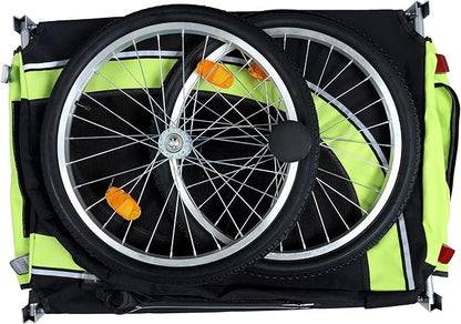 Blue-Grey Large Folding Bike Trailer for Dogs – Heavy-Duty Steel Frame, 66LB Capacity Pet Carrier for All-Terrain Cycling, Jogging & Camping Adventures!