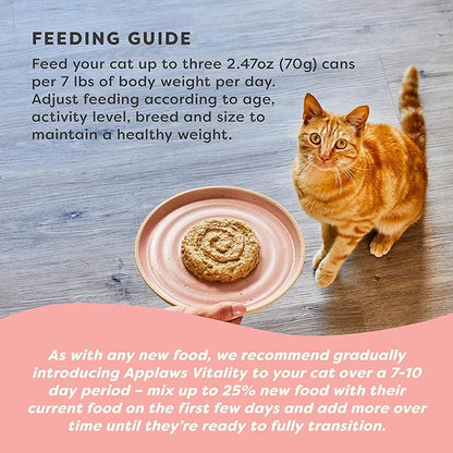 Applaws Vitality Wet Cat Food Paté, Natural Canned Cat Food, Wet Food for Cats with Added Vitamins and Minerals, Grain Free, Carrageenan Free, Fish Variety Selection Paté (12 Count, 2.47 oz Cans)