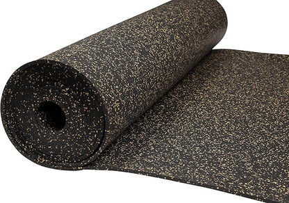 Playsafer Genaflex Rubber Gym Floor Mat, Heavy Duty Commercial Protective Gym Flooring Roll - 8mm Thick (4' X 6', 15% Tan)