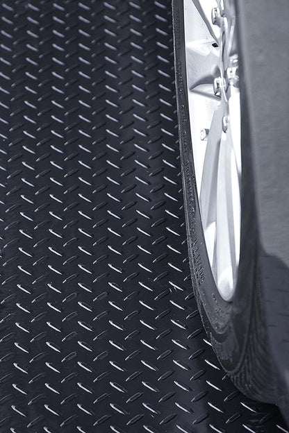 RESILIA Heavy Duty Garage Floor Runner & Protector Mat - Slip Resistant Diamond Plate PVC Mats - Water, Spill, & Stain Resistant, Black (4 feet x 15 feet), Made in The USA