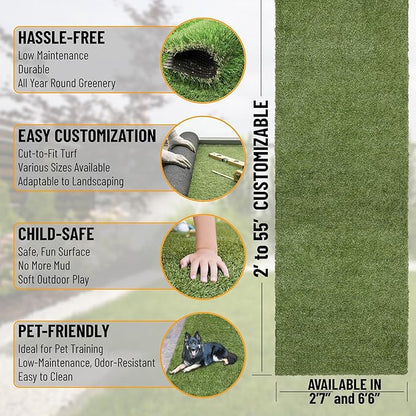 Ottomanson Artificial Grass Puppy Potty Training Pad, 2'7" x 3' Reusable Pee Pad for Small Pets and Dogs