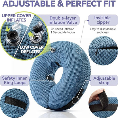 Inflatable Dog Cone Collar - Dog Neck Donut Cone Collar Alternative After Surgery - Soft Cone for Large Medium Small Dogs Cats - Alternative Recovery E Collar (Blue, S)