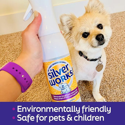 Pet Odor Eliminator Spray For Home - Safe, Natural, Silver Ion Deodorizer - Cat, Dog Smell And Urine Odor Eliminator For Carpet, Furniture And Litter -16.9oz