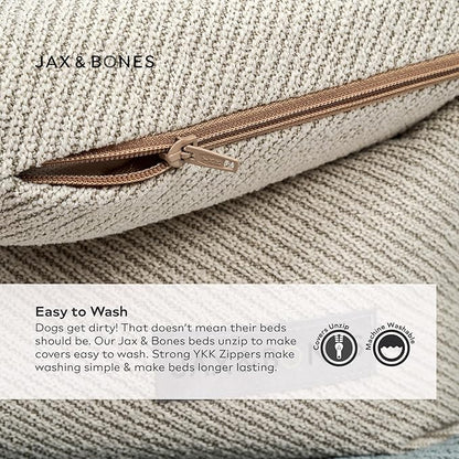 Jax & Bones Dog Napper - Luna Grey Machine Washable Bed for Dogs - Extra Heavy Duty Bolstered Sides - Medium Grey Dog Mat | 35 x 27 Inches