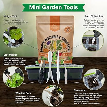 Organo Republic 25 Summer Vegetable Garden Seed Variety Pack - 6,510+ Non-GMO Heirloom Veggie & Greens Seeds for Outdoors & Indoor Home Garden, Including Collards, Pepper, Okra, Onion, Bean, Cucumber