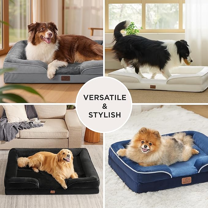 Bedsure Orthopedic Dog Beds for Extra Small Dogs- Washable Dog Cat Bed Waterproof, Comfort Pet Couch Sofa with Washable Removable Cover, Pets Bed with Nonskid Bottom, Grey, 20"