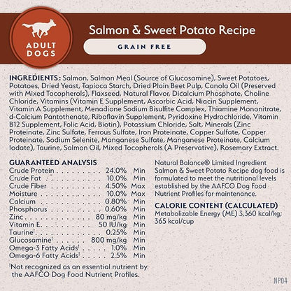 Natural Balance Limited Ingredient Adult Grain-Free Dry Dog Food, Salmon & Sweet Potato Recipe, 4 Pound (Pack of 1)