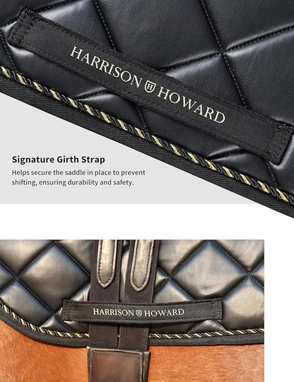 Harrison Howard Dressage Saddle Pad High-Performance Leather Saddle Pad for Horse Riding with Excellent Shock Absorption