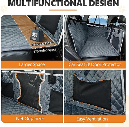 Back Seat Extender for Dog,Waterproof Hard Bottom Dog Car Seat Cover for Back Seat Protector,Foldable Camping Pet Hammock Bed,Easy Clean Travelling Accessories Car SUV Truck (Gray)