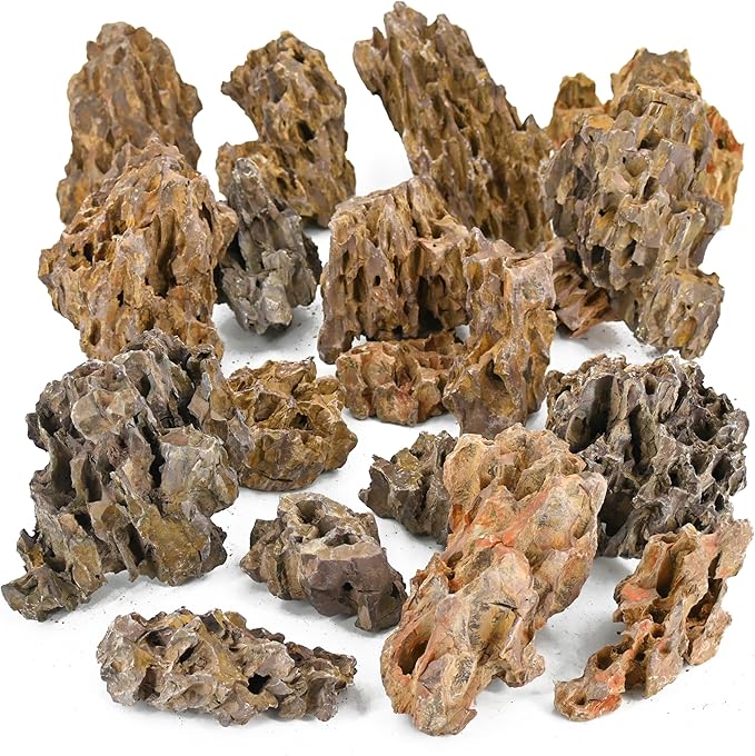 Unocho Aquarium Stone Rocks Dragon Stone Rock 10LB Aquarium décor Rocks Aquascaping Stone Fish Rocks for Aquariums Landscaping Model Tank Decoration-2-6 inches