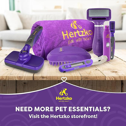 Hertzko Self Cleaning Slicker Brush for Dogs and Cats - Pet Hair Brush for Shedding Long and Short Hair - Easy Clean Retractable Bristles - Cat and Dog Grooming Tool - Purple