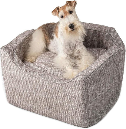 Snoozer Dog Car Seat, Lookout I Dog Booster Car Seat for Small Dogs Under 25lbs, Size: Medium, Fabric: Merlin Linen, Pet Car Seat to Alleviate Car Sickness for Dogs, Removable Machine Washable Cover