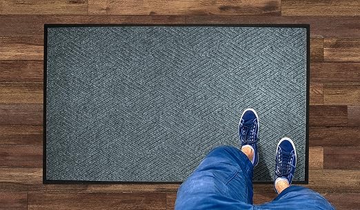 WaterHog Diamond | Commercial-Grade Entrance Mat with Rubber Border – Indoor/Outdoor, Quick Drying, Stain Resistant Door Mat (Bluestone, 4' x 6')