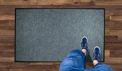 WaterHog Diamond | Commercial-Grade Entrance Mat with Rubber Border – Indoor/Outdoor, Quick Drying, Stain Resistant Door Mat (Bluestone, 4' x 6')
